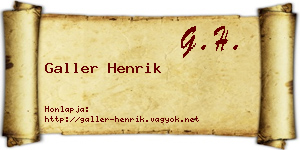 Galler Henrik névjegykártya